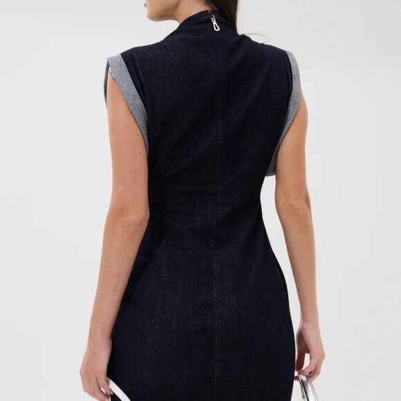 ALL ABOUT IT LACE UP MINI DRESS IN DENIM - L - Picture 6 of 7